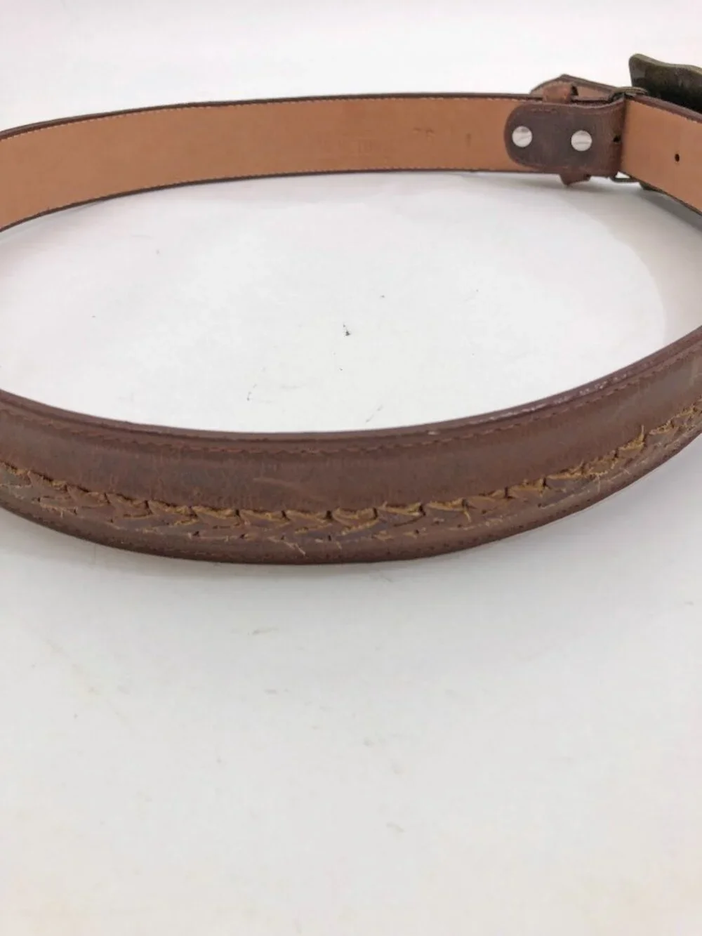 Western leather Belt Size 36 Hometown Belts Brown Texas Brass & Leather Buckle